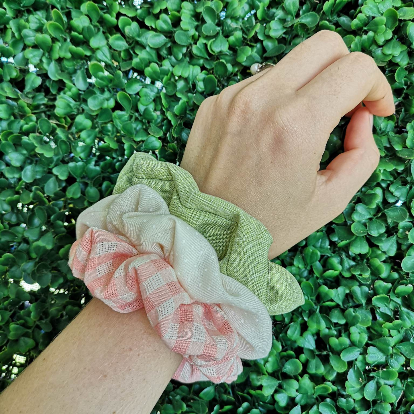 Blush Gingham Charm Scrunchie