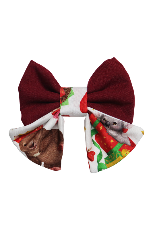 Maroon and White Aussie Christmas Sailor Dog/Cat Bowtie