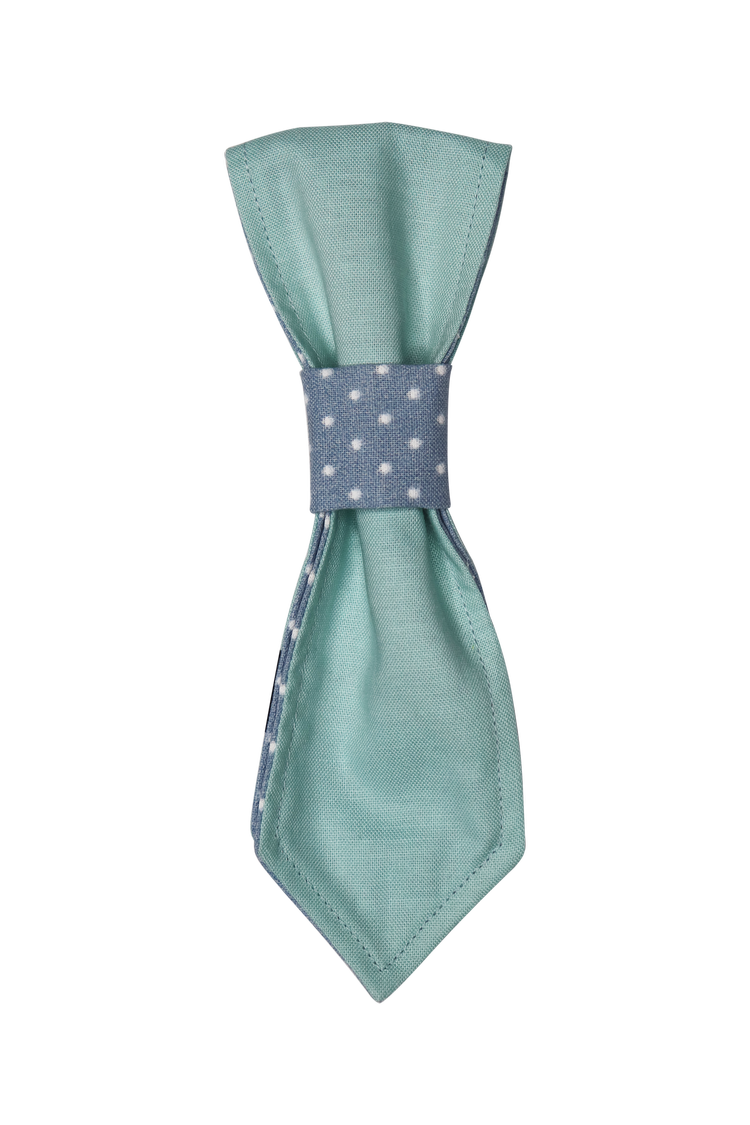 Blue Polkadot Reversible Dog Necktie